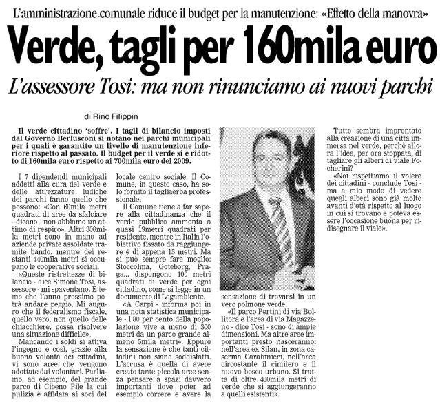 rassegna stampa - articolo della gazzetta del 5 agosto 2010
