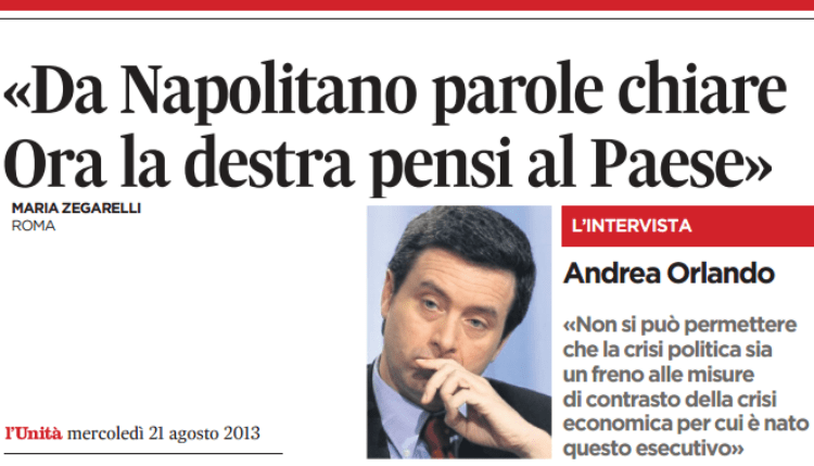ANDREA ORLANDO: “DA NAPOLITANO PAROLE CHIARE. ORA LA DESTRA PENSI AL PAESE”