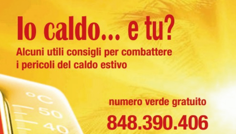 Piano caldo – Alcuni utili consigli per combattere i pericoli del caldo&nbsp;estivo